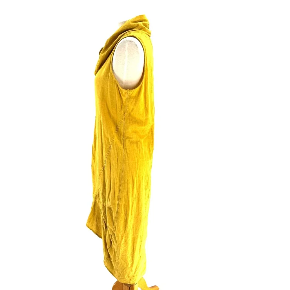For Cynthia Linen Blend Cowl Neck Midi Dress Women's Medium Mustard Lagenlook - Picture 4 of 10